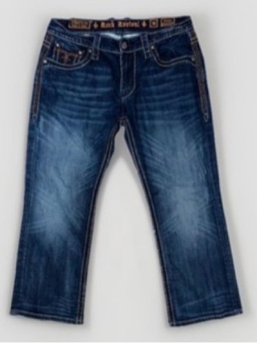 Rock Revival Men’s Denim Blue Jeans Relaxed Straight Echtar Size 36x30 - Picture 4 of 16